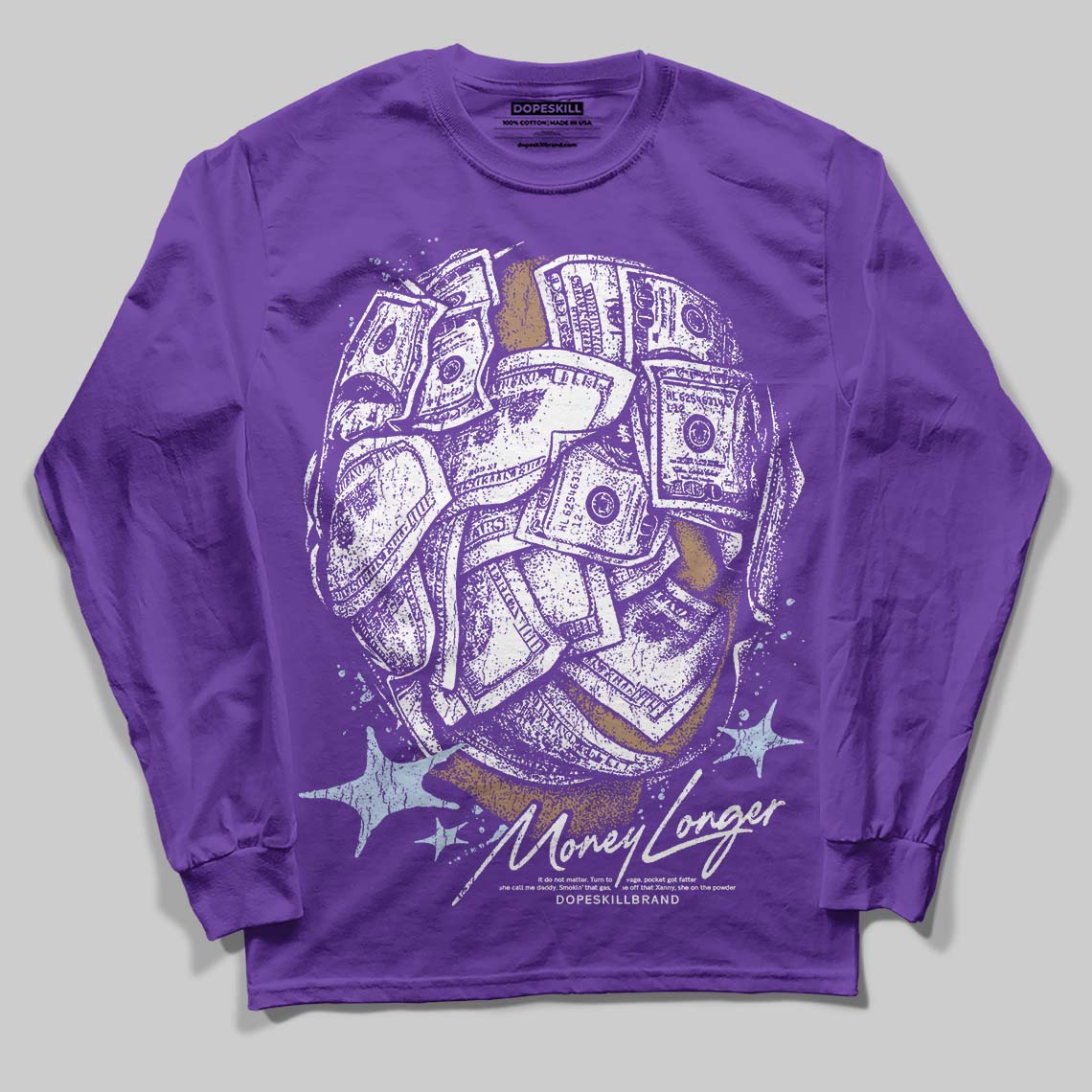 Grape 5s superstreetwear Long Sleeve T-Shirt Money Longer Graphic