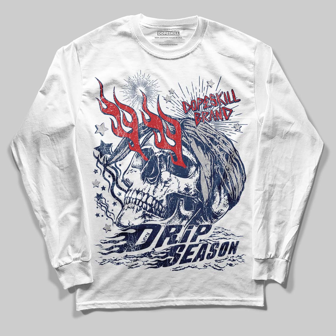 Summit White Navy 4s superstreetwear Long Sleeve T-Shirt Drip Season Graphic