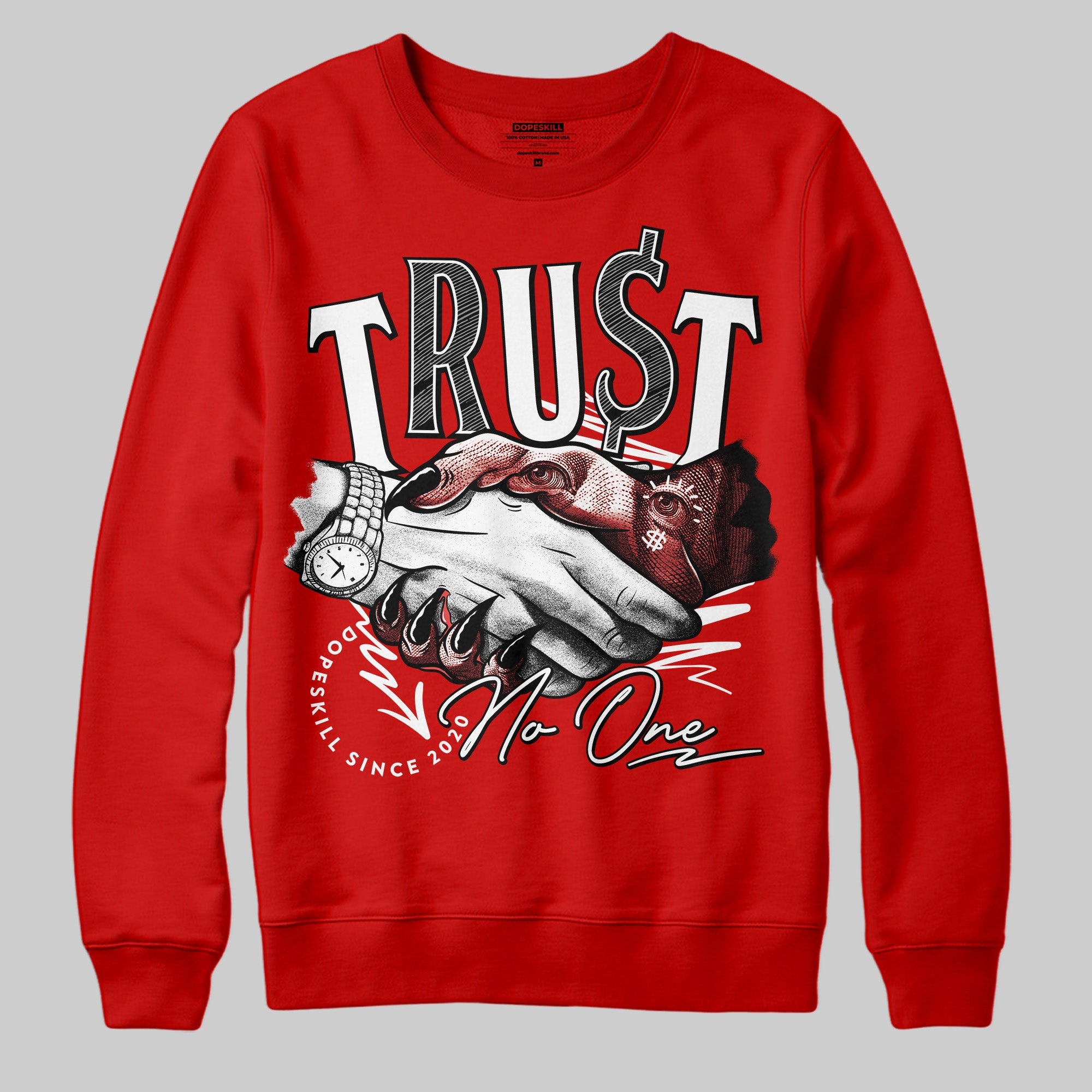 Bred Velvet 11s superstreetwear Red Sweatshirt Trust No One Graphic