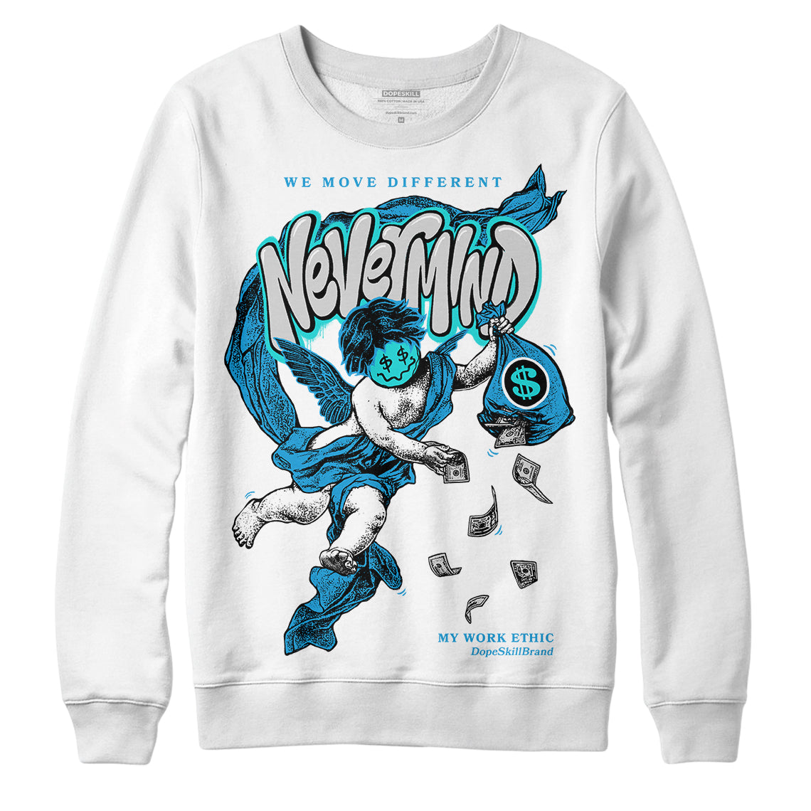 Military Blue 4s superstreetwear Sweatshirt Nevermind Graphic