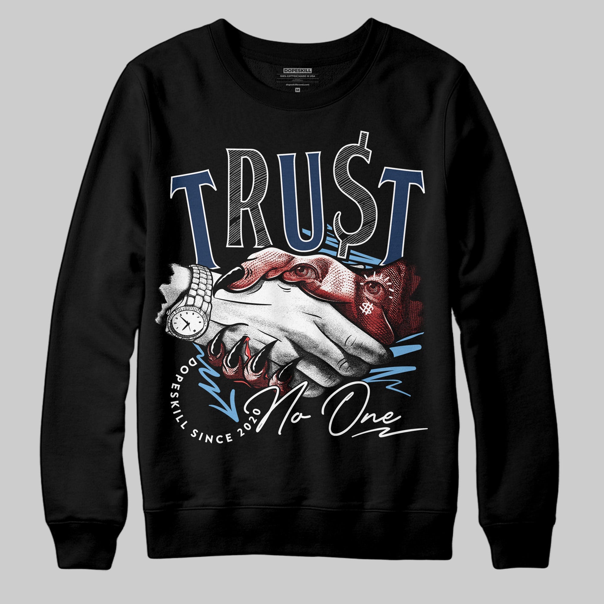Summit White Navy 4s superstreetwear Sweatshirt Trust No One Graphic