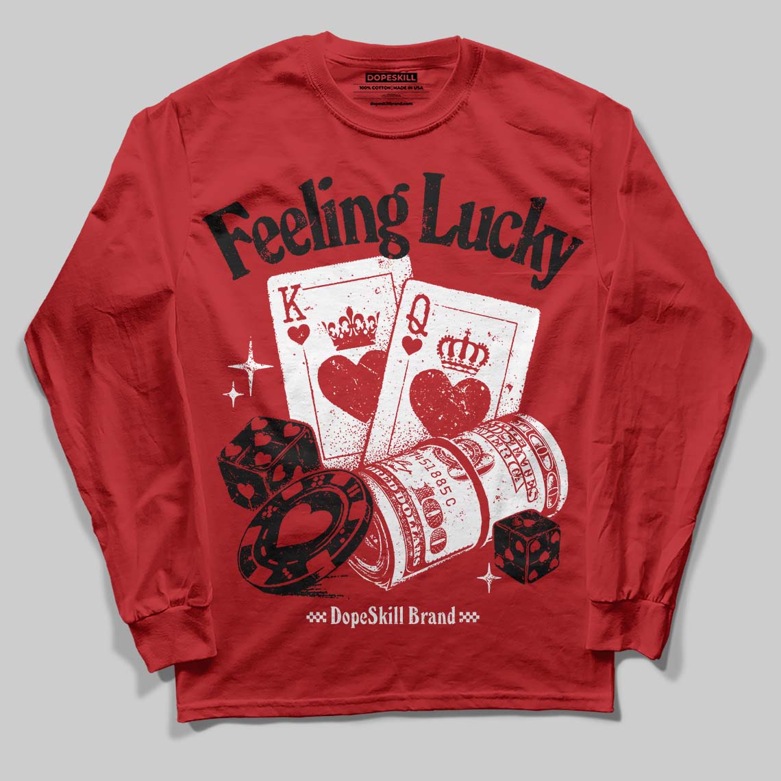 Red Collection superstreetwear Long Sleeve T-Shirt Feeling Lucky Graphic