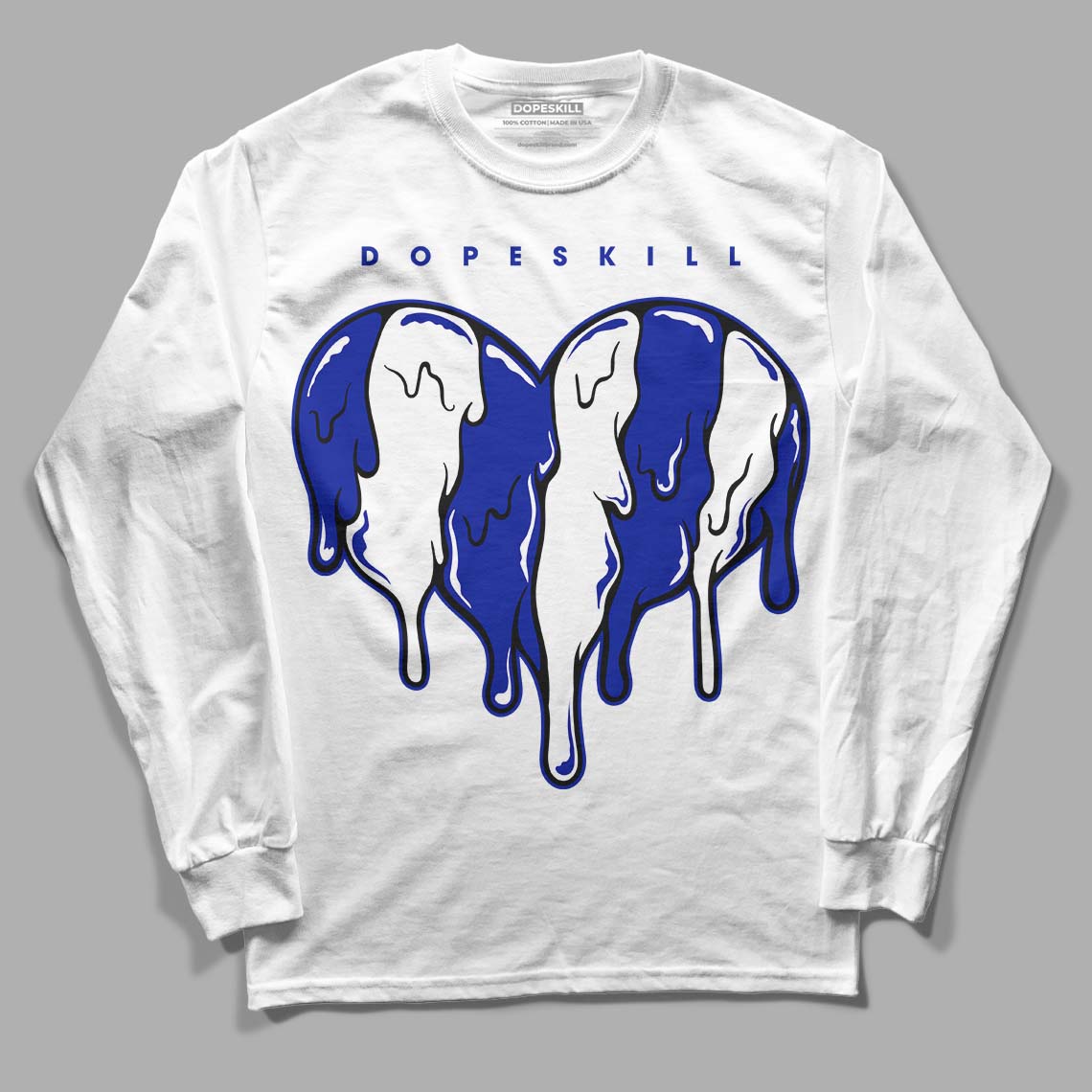 Racer Blue White Dunk Low superstreetwear Long Sleeve T-Shirt Slime Drip Heart Graphic