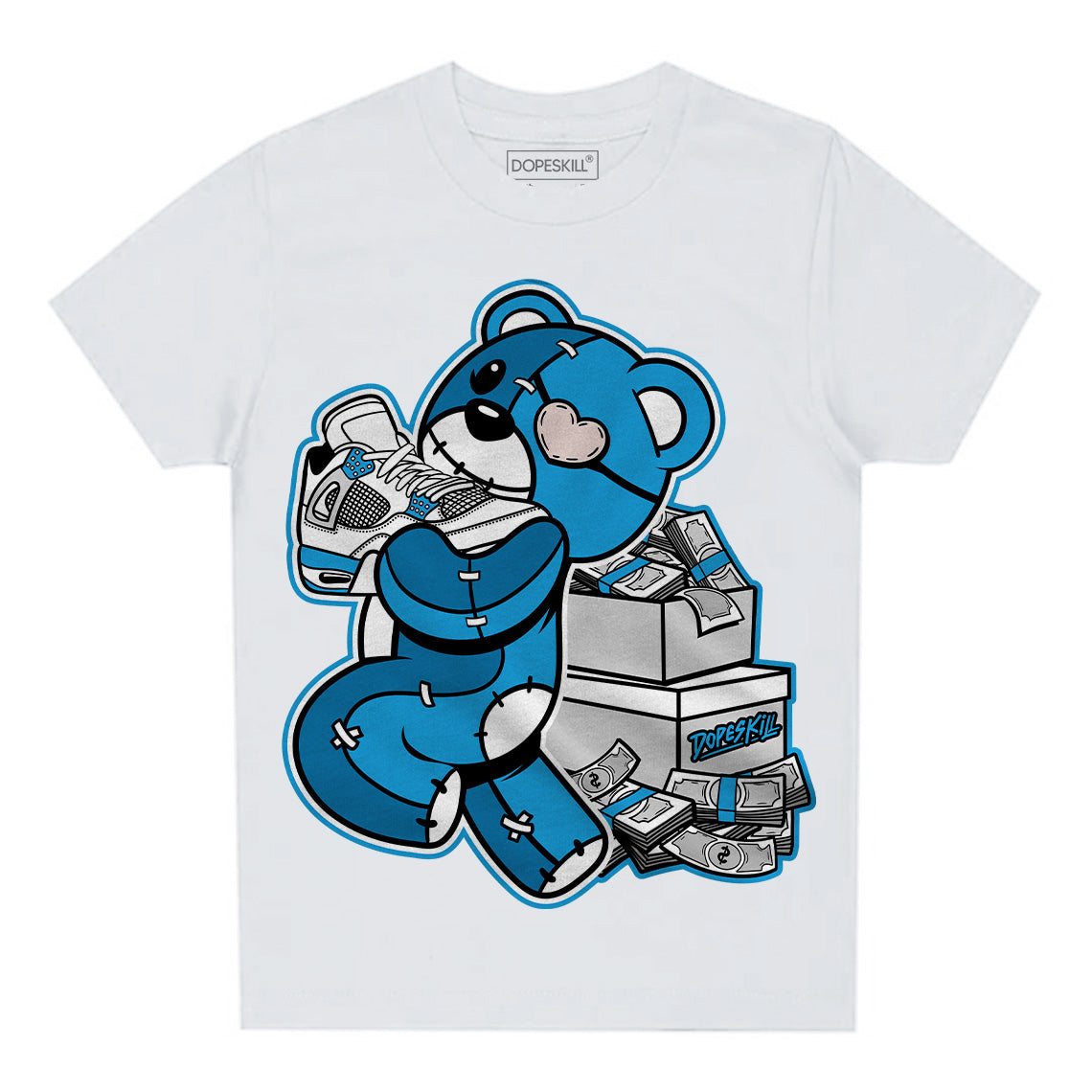 Military Blue 4s superstreetwear Toddler Kids T-shirt Bear Steals Sneaker Graphic