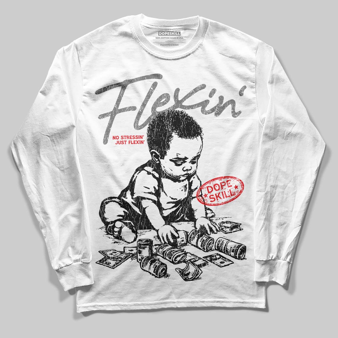 Grey Collection superstreetwear Long Sleeve T-Shirt Flexin' Graphic