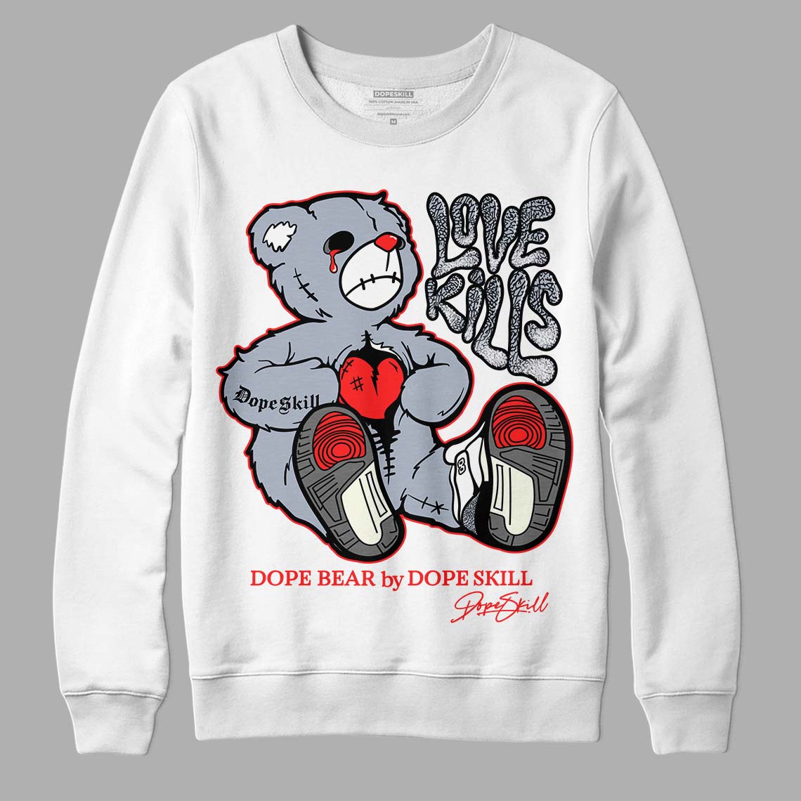 White Cement Reimagined 3s superstreetwear Sweatshirt Love Kills Graphic