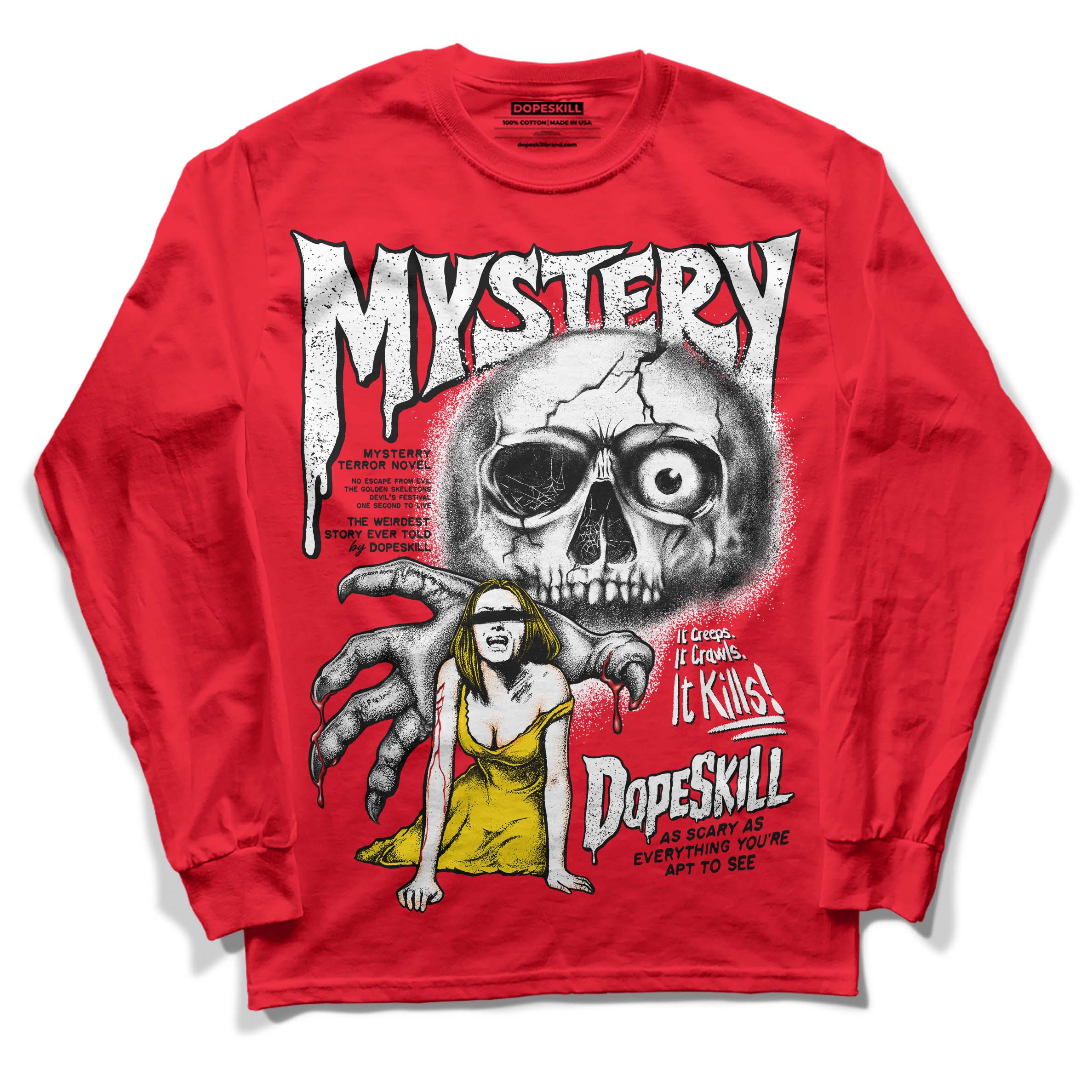 Red Thunder 4s superstreetwear Red Long Sleeve T-Shirt Mystery Ghostly Grasp Graphic
