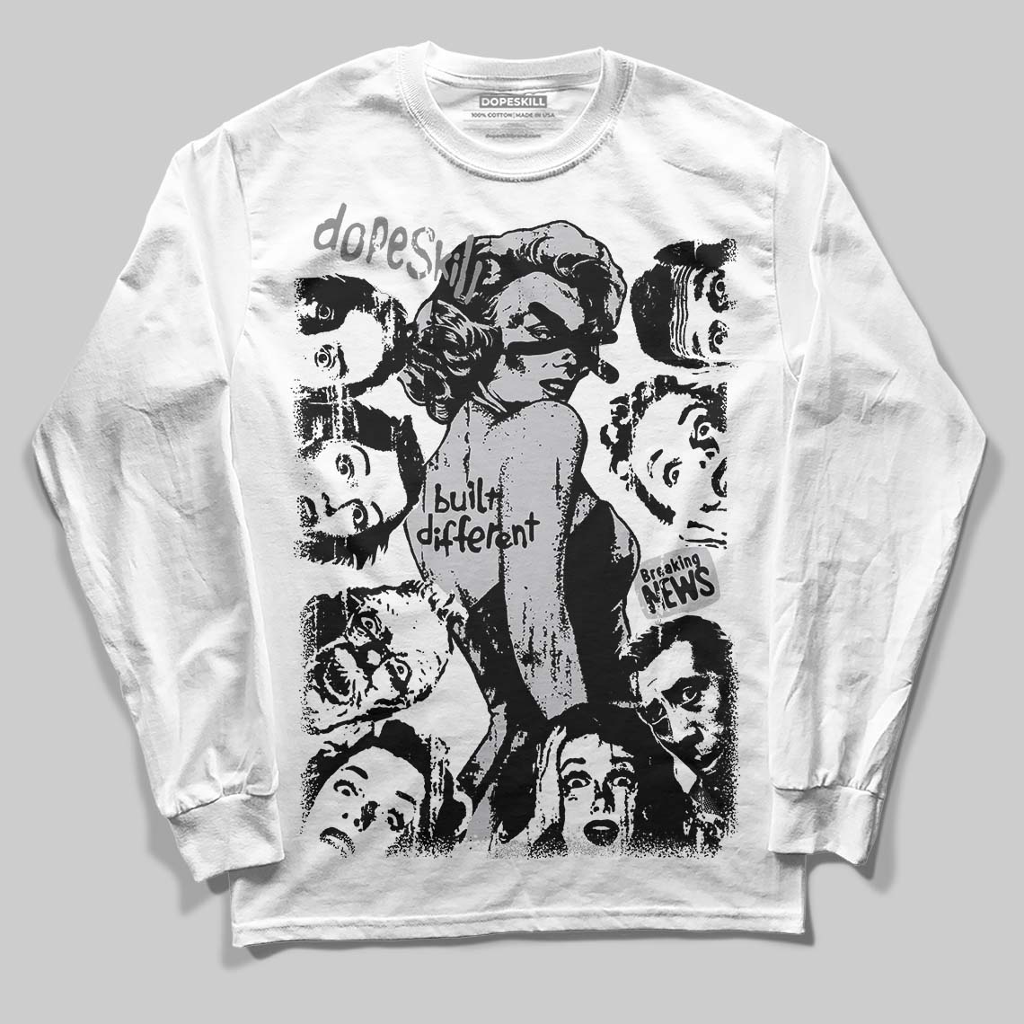 Grey Collection superstreetwear Long Sleeve T-Shirt Built Different Graphic