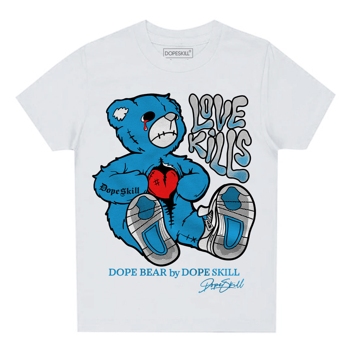 Military Blue 4s superstreetwear Toddler Kids T-shirt Love Kills Graphic