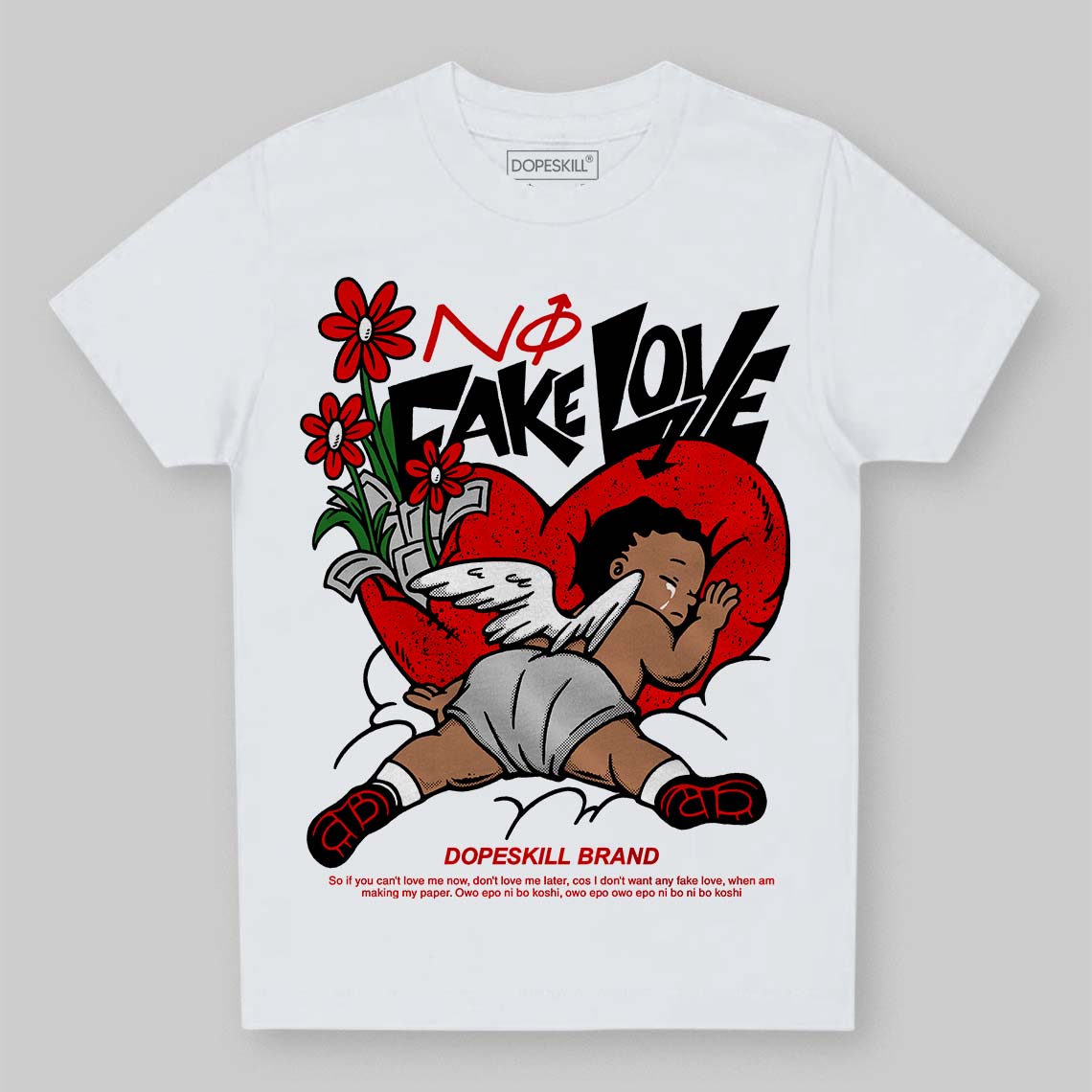 Red Cement 4S superstreetwear Toddler Kids T-shirt No Fake Love Graphic