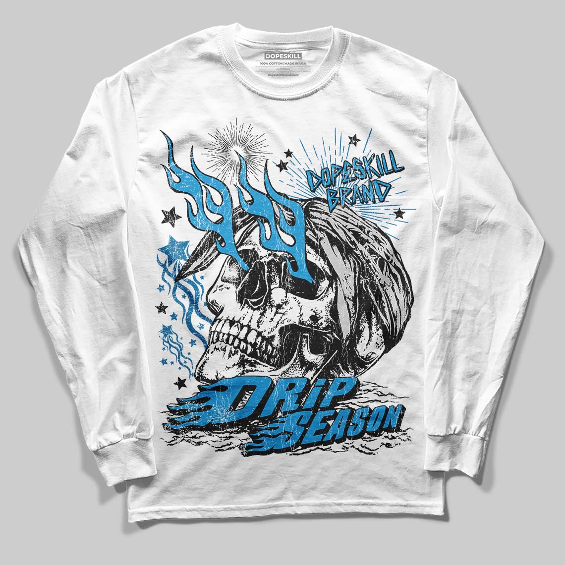 Military Blue 4s superstreetwear Long Sleeve T-Shirt Drip Season Graphic