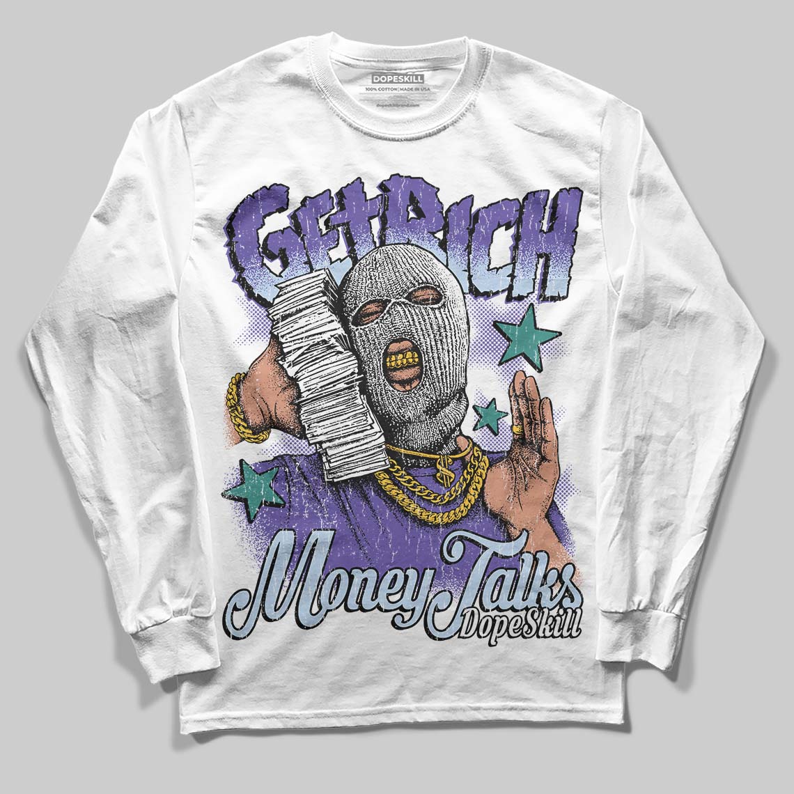 Grape 5s superstreetwear Long Sleeve T-Shirt Get Rich Graphic