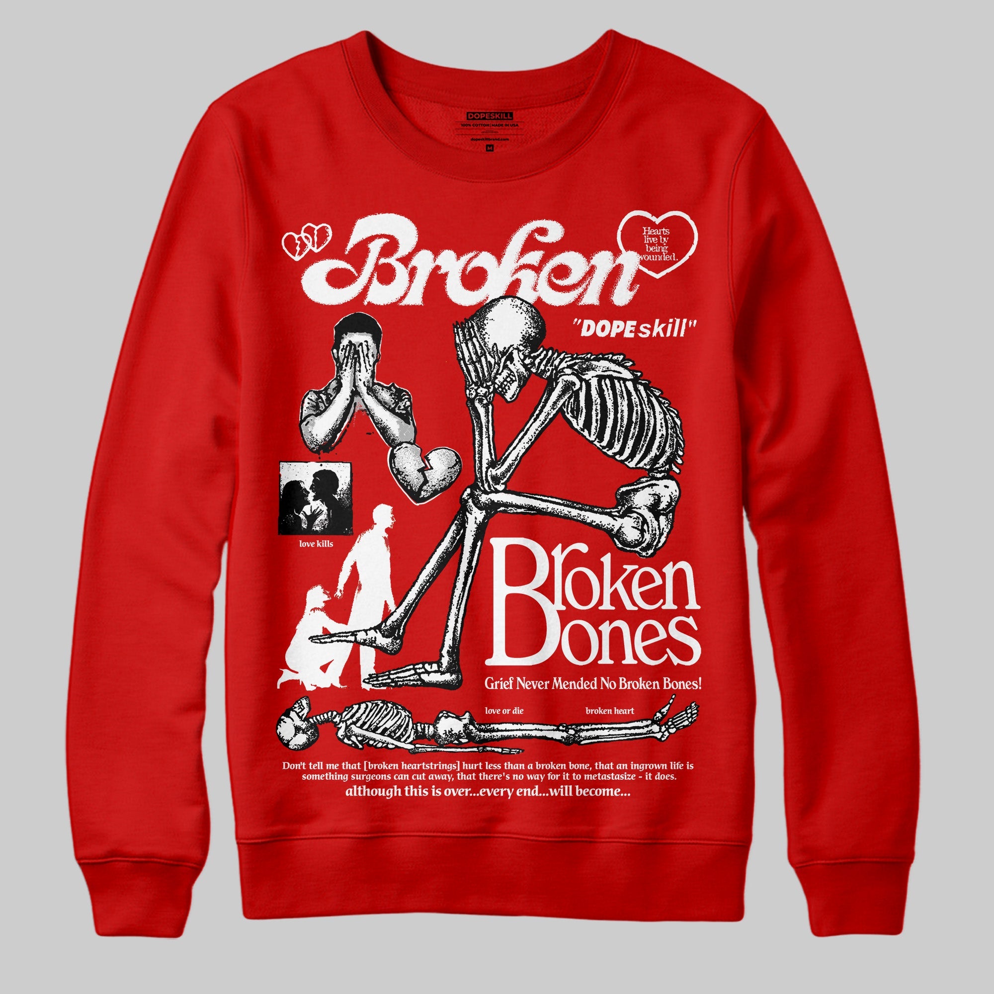 Bred Velvet 11s superstreetwear Red Sweatshirt Broken Bones Graphic