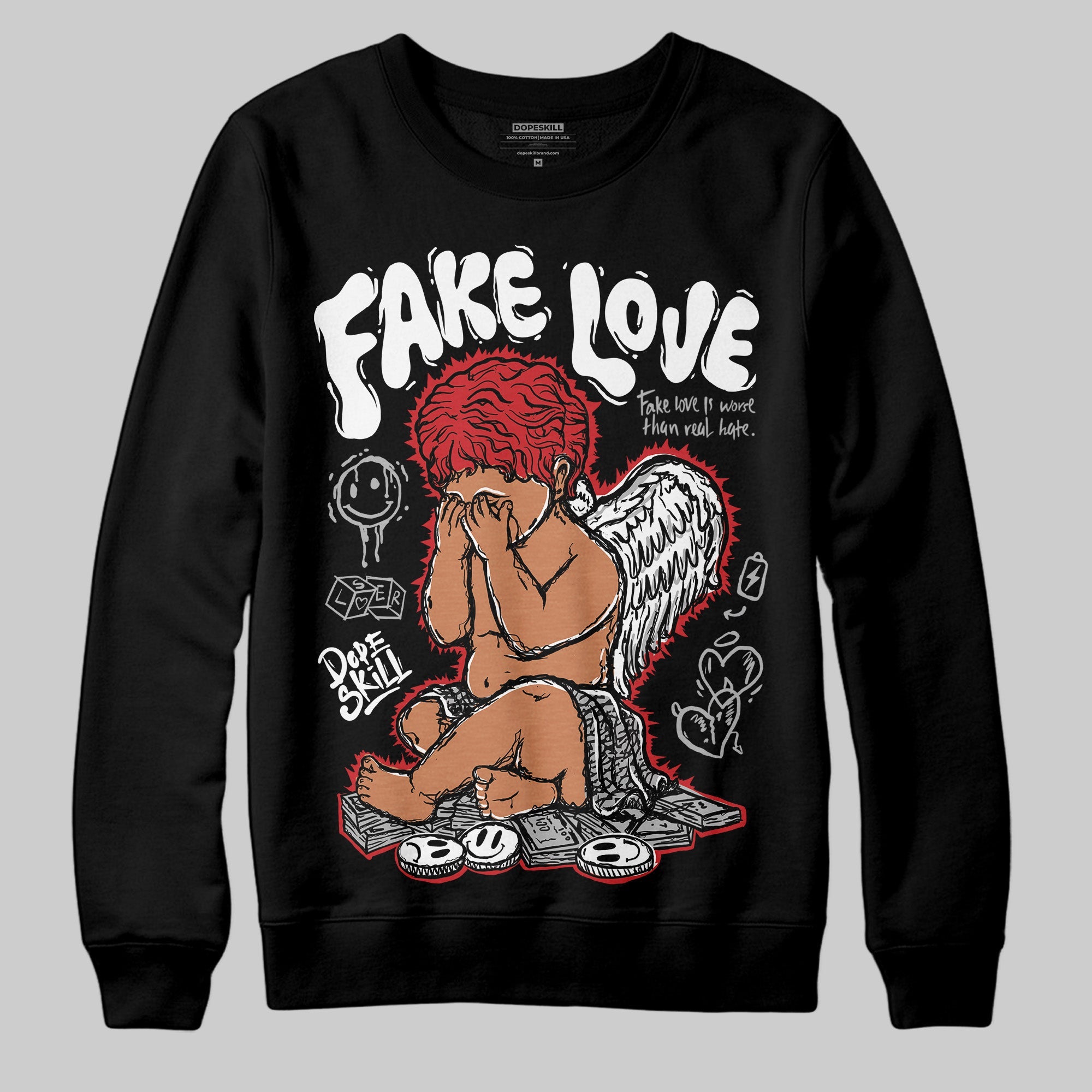 Black Cement 3s superstreetwear Sweatshirt False Love Graphic