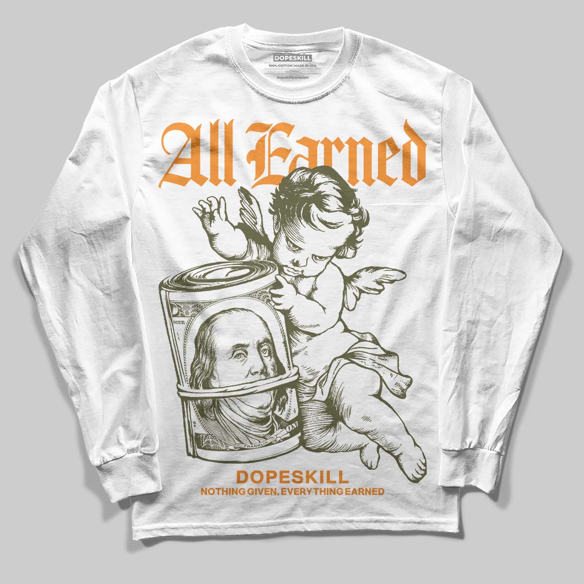 Olive Collection superstreetwear Long Sleeve T-Shirt All Earned Graphic