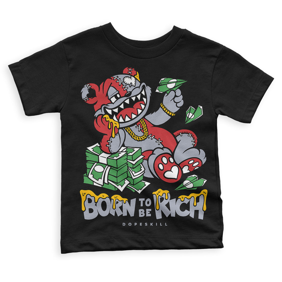Bred Reimagined 4s superstreetwear Toddler Kids T-shirt Born To Be Rich Graphic