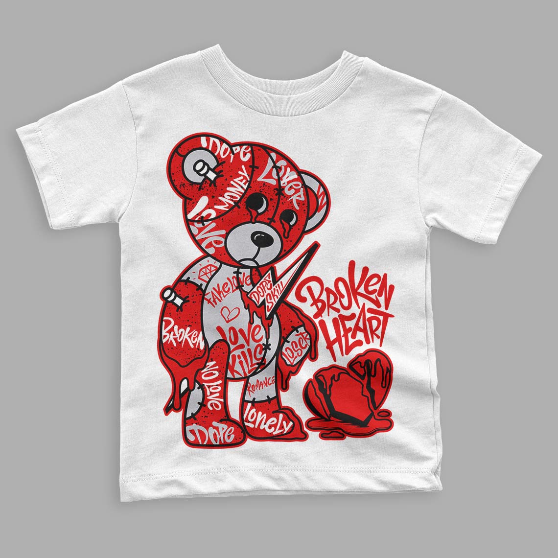 Red Cement 4S superstreetwear Toddler Kids T-shirt Broken Heart Graphic