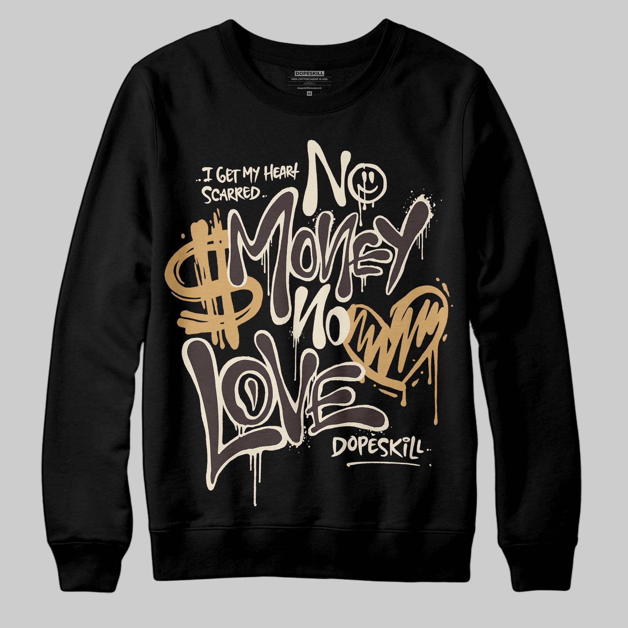 Earth 5s superstreetwear Sweatshirt No Money No Love Typo Graphic