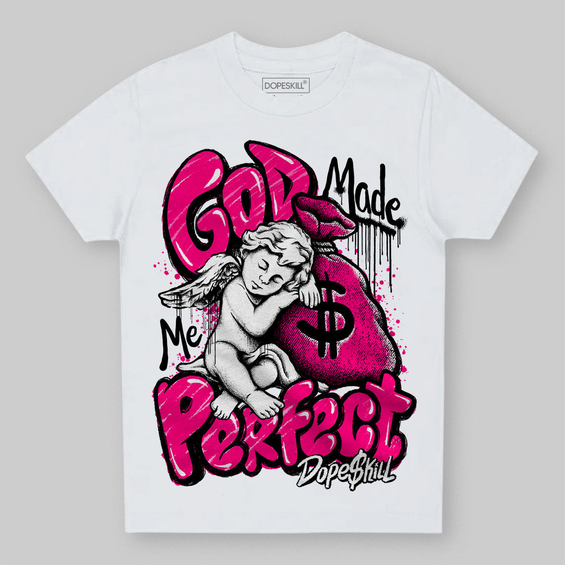 Fierce Pink 1s superstreetwear Toddler Kids T-shirt God Made Me Perfect Graphic