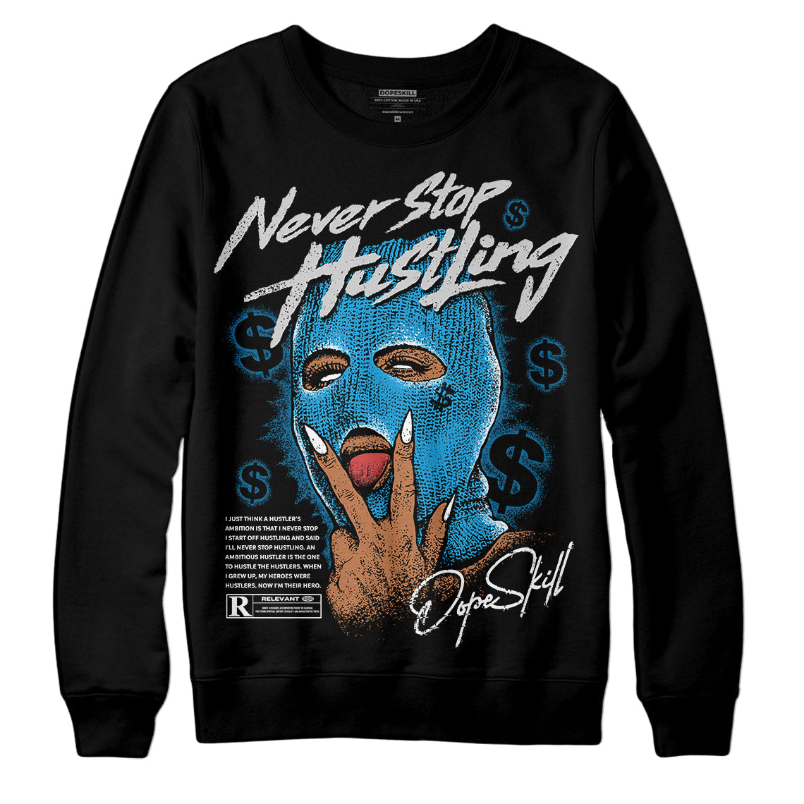 Military Blue 4s superstreetwear Sweatshirt Never Stop Hustling Graphic