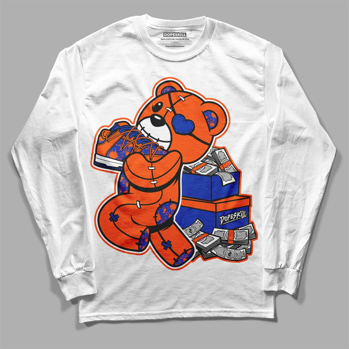 Dunk Low Futura Orange Blaze superstreetwear Long Sleeve T-Shirt Bear Steals Sneaker Graphic