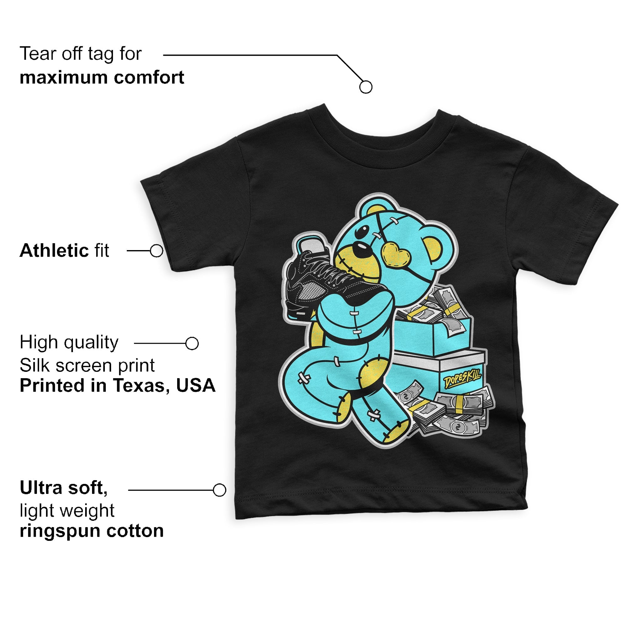 Aqua 5s superstreetwear Toddler Kids T-shirt Bear Steals Sneaker Graphic