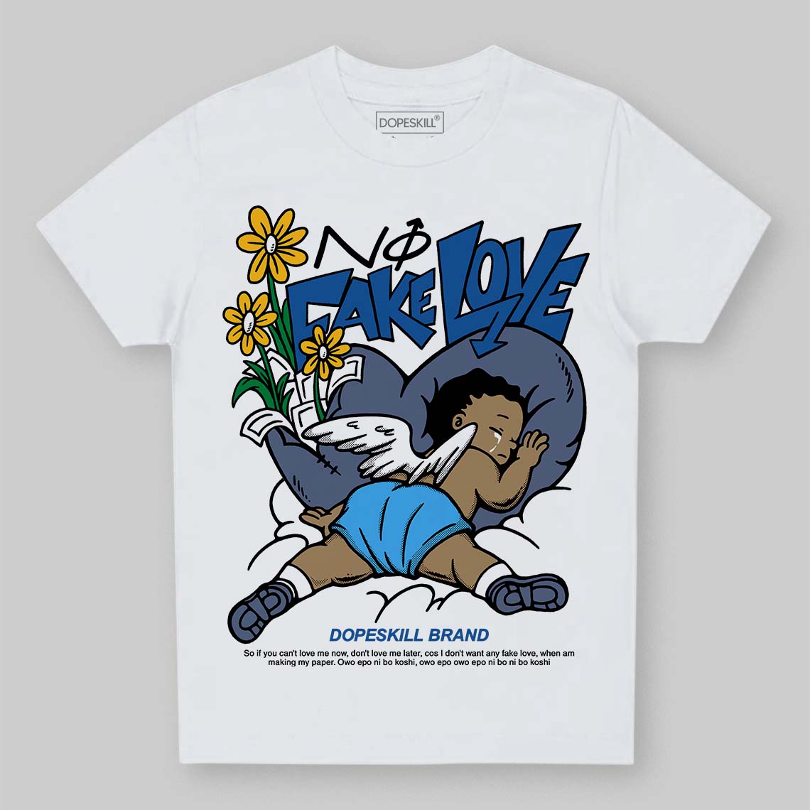 Diffused Blue 11s superstreetwear Toddler Kids T-shirt No Fake Love Graphic