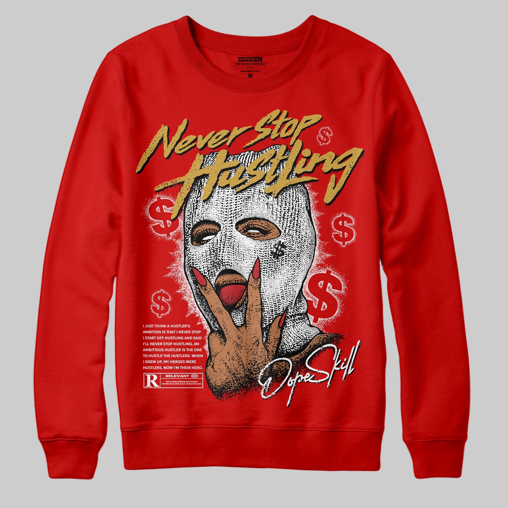 Bred Velvet 11s superstreetwear Red Sweatshirt Never Stop Hustling Graphic