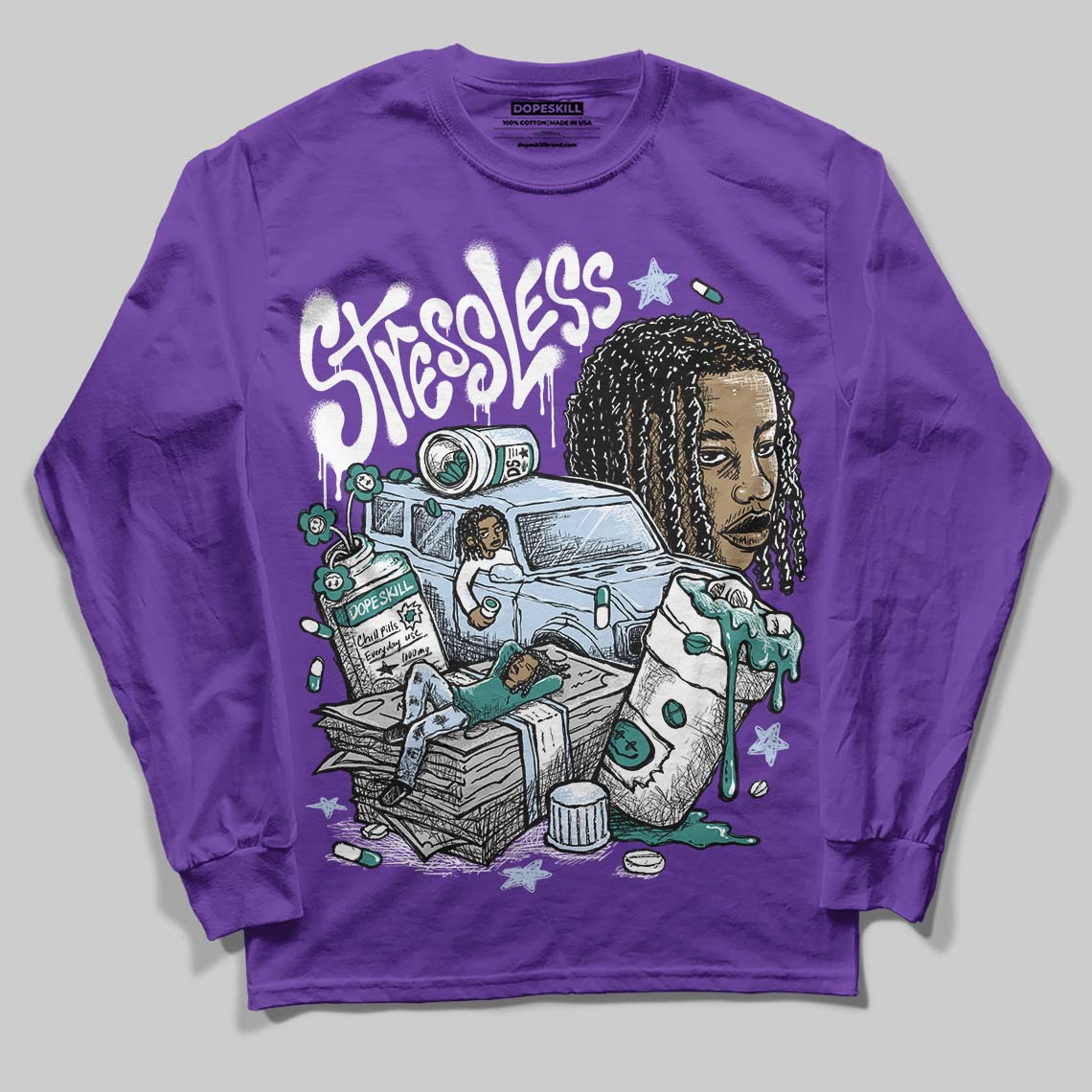 Grape 5s superstreetwear Long Sleeve T-Shirt Stressless Graphic