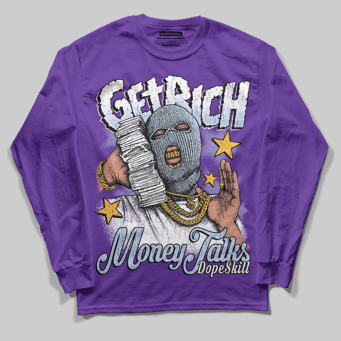 Grape 5s superstreetwear Long Sleeve T-Shirt Get Rich Graphic