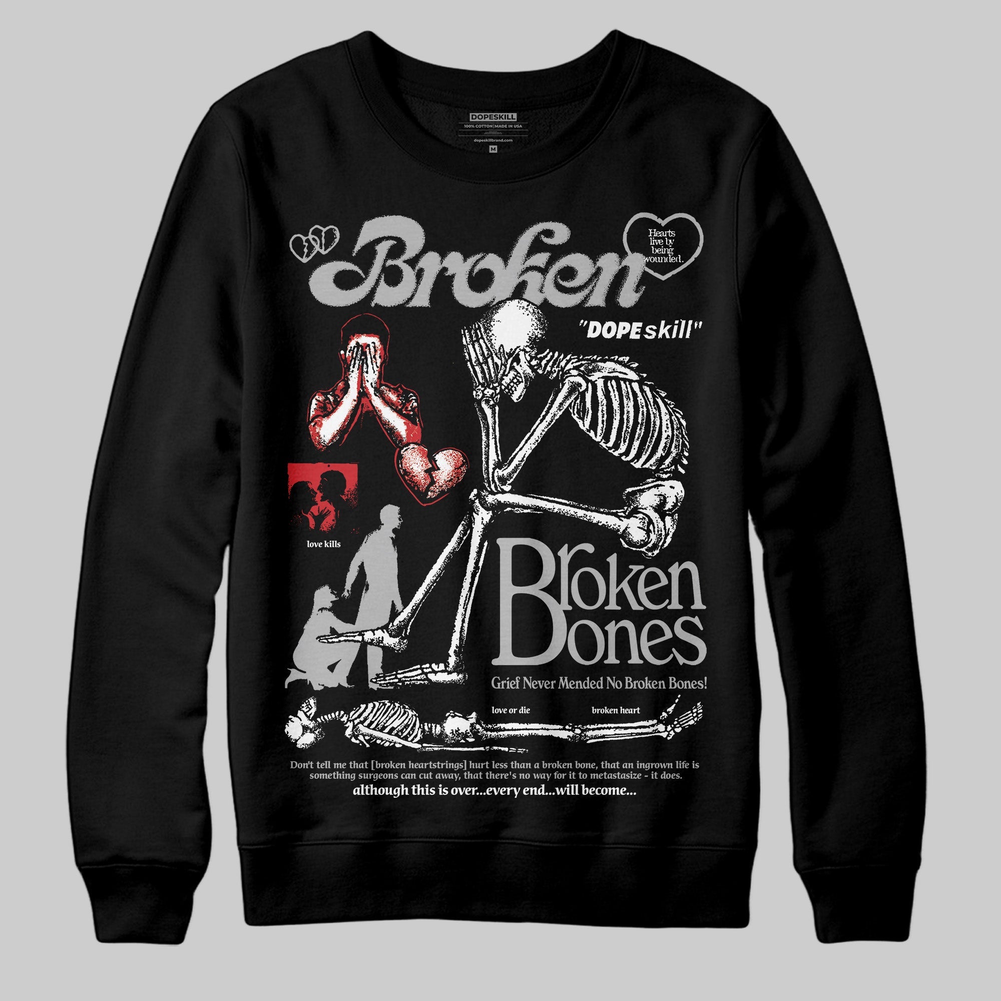 Black Cement 3s superstreetwear Sweatshirt Broken Bones Graphic
