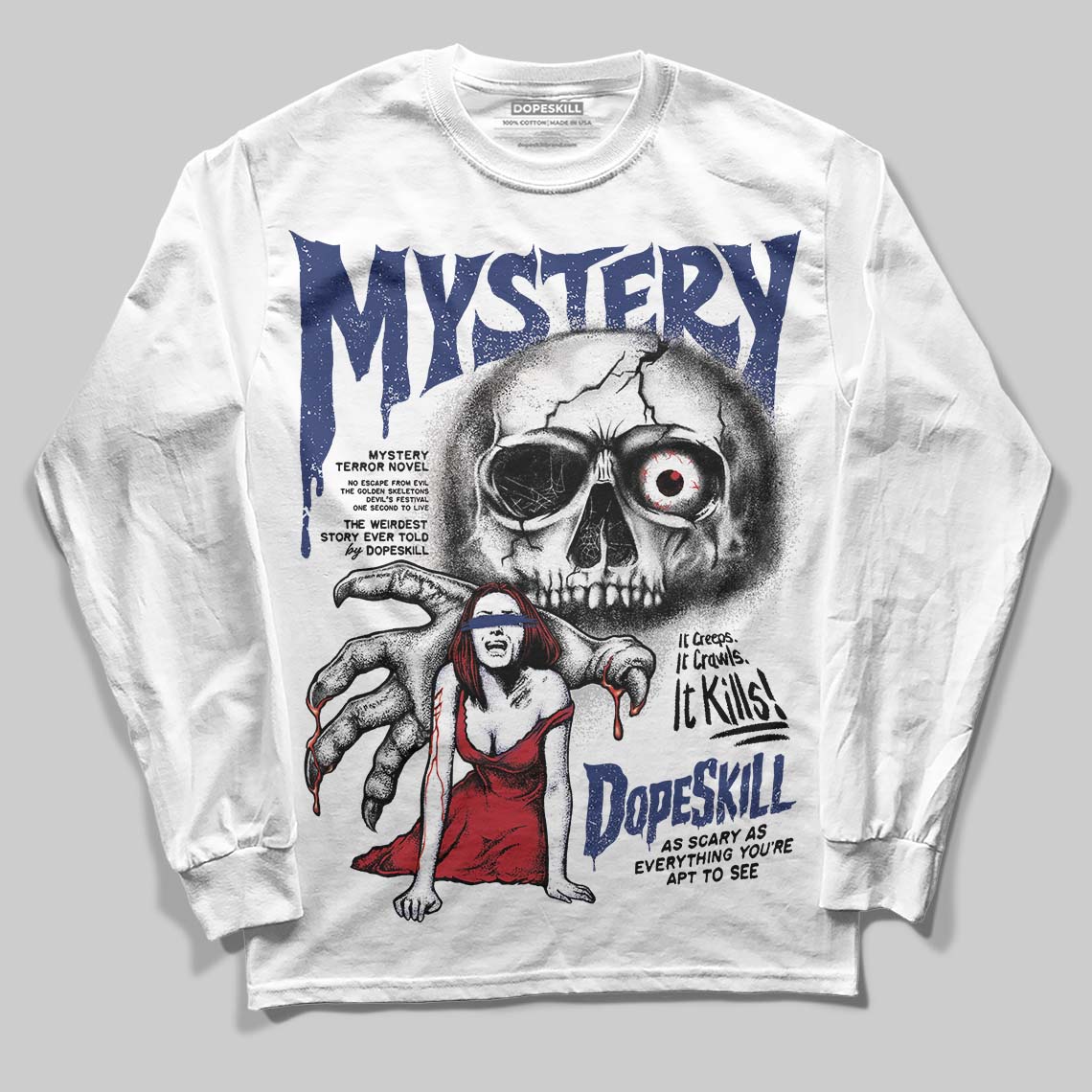 Rare Air Deep Royal Blue 1s superstreetwear Long Sleeve T-Shirt Mystery Ghostly Grasp Graphic