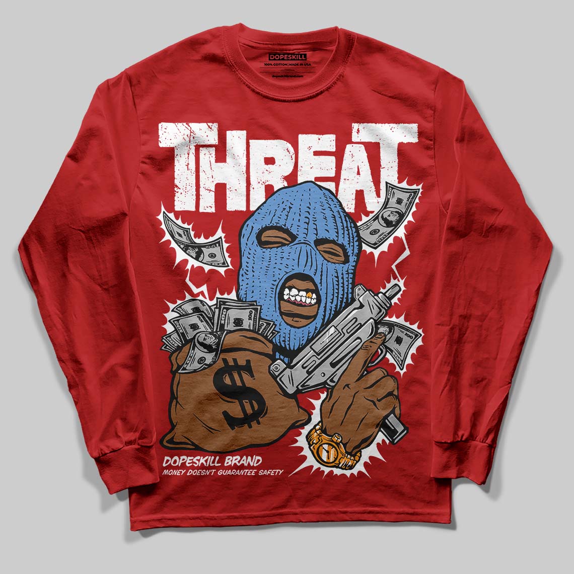 Cherry 11s superstreetwear Long Sleeve T-Shirt Under Threat Graphic
