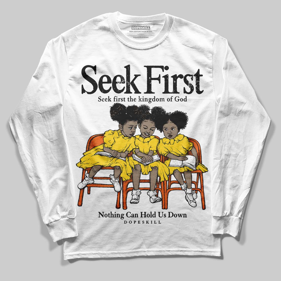 Black Tour Yellow AJ 4 Thunder superstreetwear Long Sleeve T-Shirt New Seek First Graphic