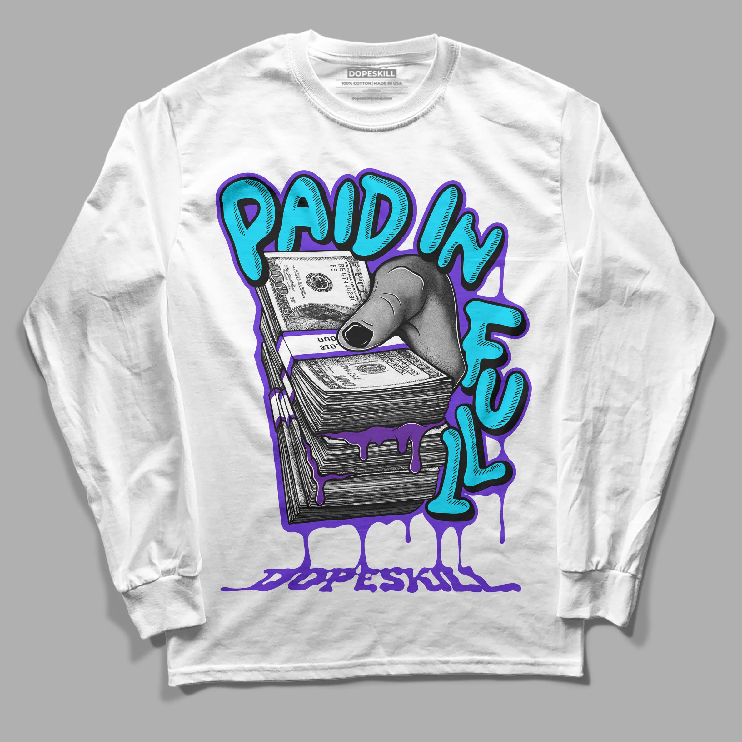 Aqua 6s superstreetwear Long Sleeve T-Shirt Paid In Full Graphic