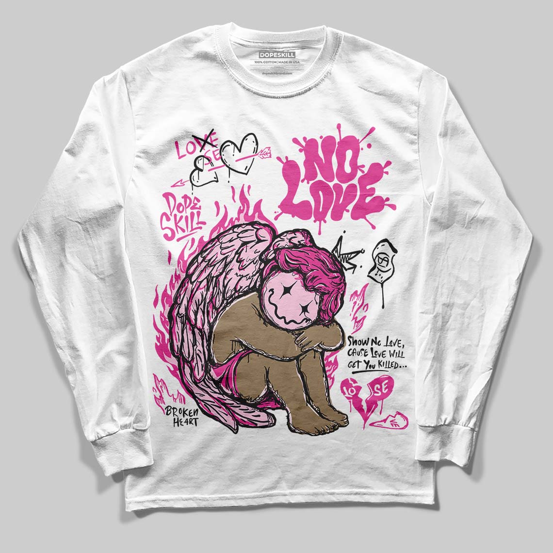 Triple Pink Dunk superstreetwear Long Sleeve T-Shirt No Love Graphic