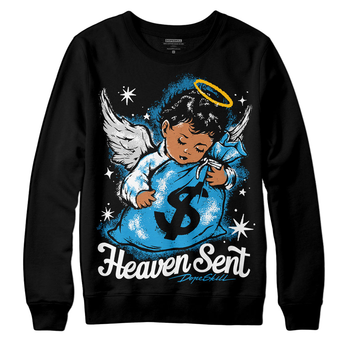 Military Blue 4s superstreetwear Sweatshirt Heaven Sent Graphic