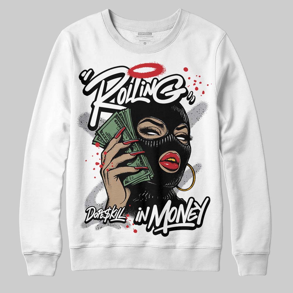 White Cement 4s superstreetwear Sweatshirt Rolling in Money Graphic