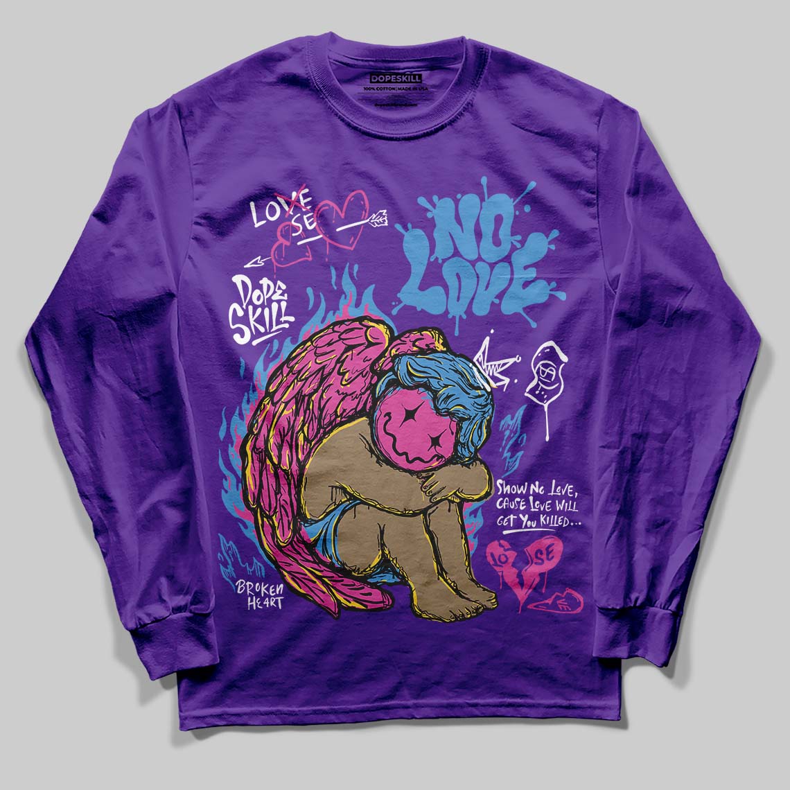 PURPLE Collection superstreetwear Long Sleeve T-Shirt No Love Graphic