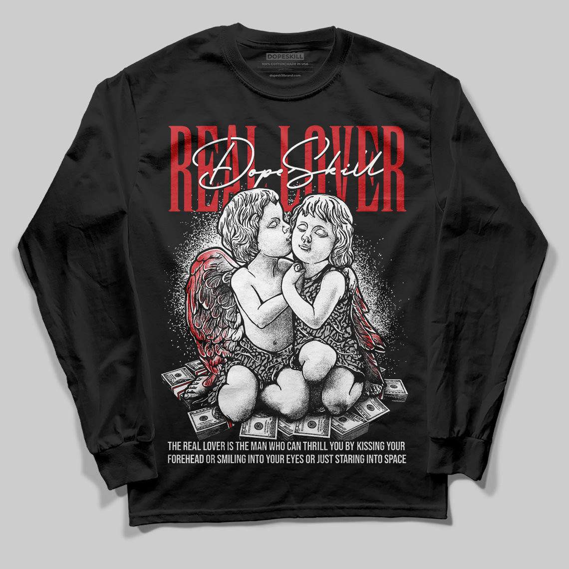 Black Cement 3s superstreetwear Long Sleeve T-Shirt Real Lover Graphic