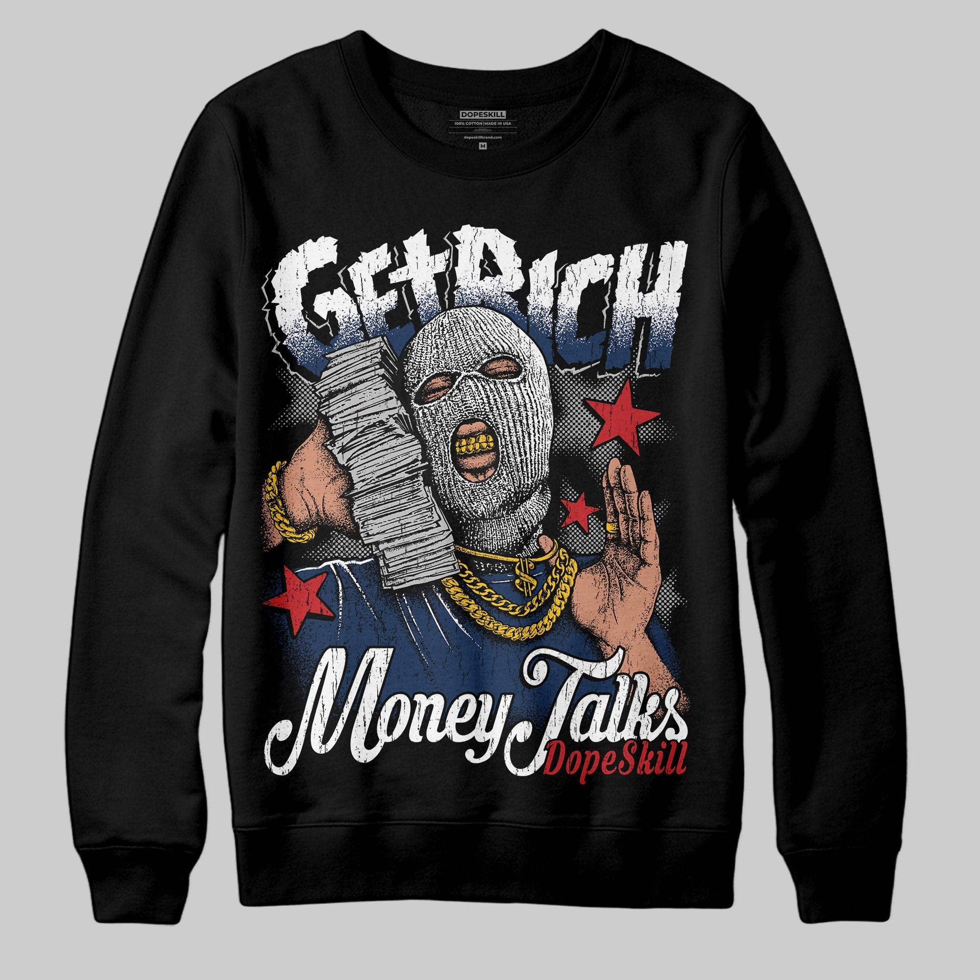 Summit White Navy 4s superstreetwear Sweatshirt Get Rich Graphic