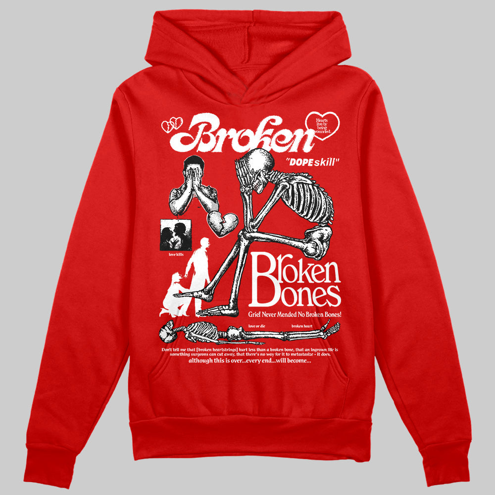 Bred Velvet 11s superstreetwear Red Hoodie Sweatshirt Broken Bones Graphic