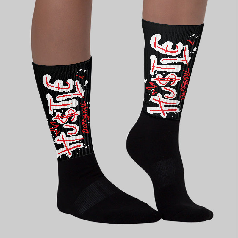 White Thunder 4s superstreetwear Sublimated Socks Hustle Graphic