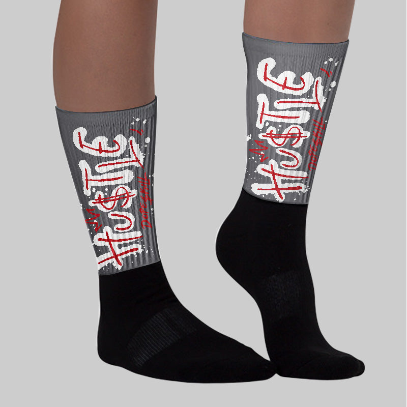 Cement Grey 3s superstreetwear Sublimated Socks Hustle Graphic