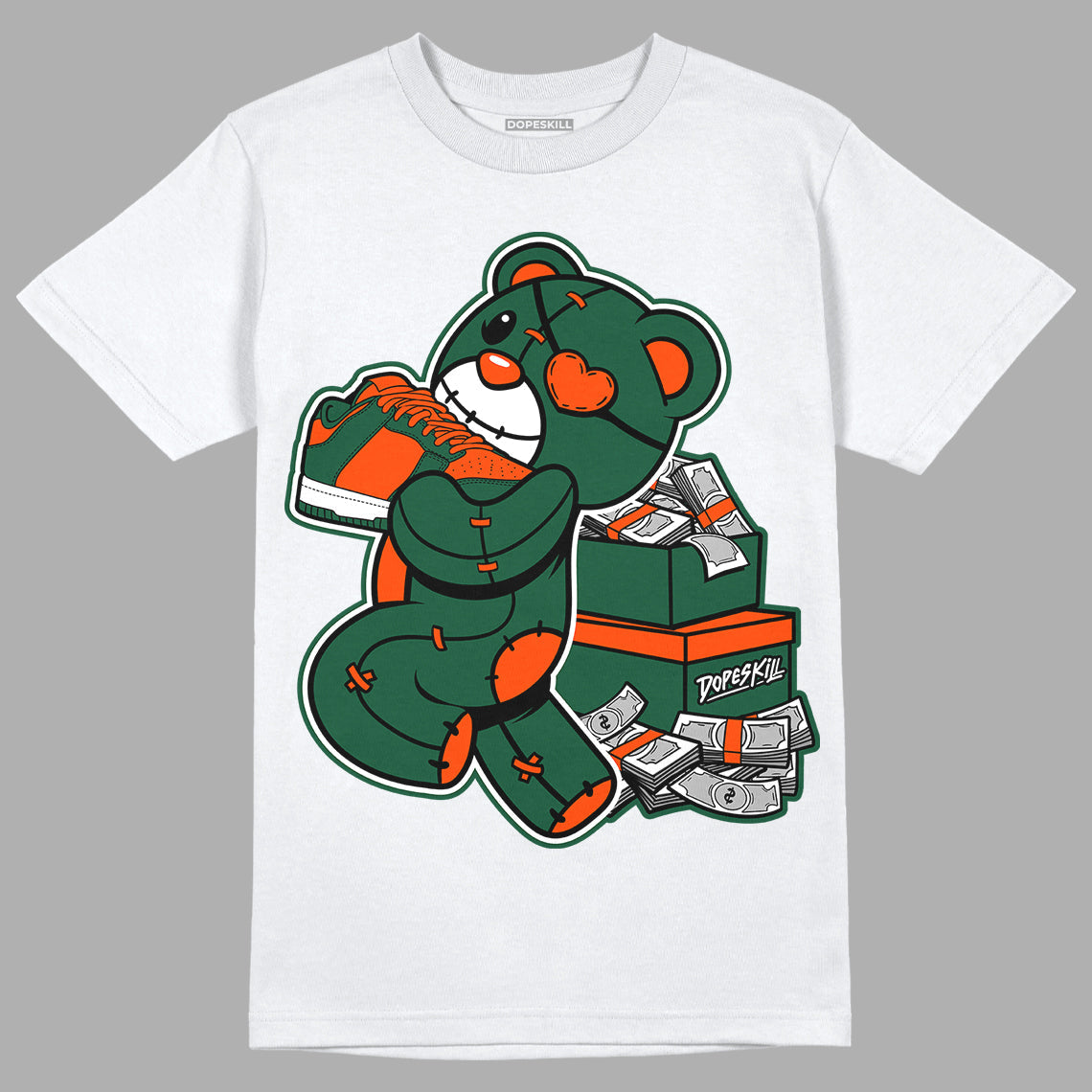 Dunk Low Team Dark Green Orange superstreetwear T-Shirt Bear Steals Sneaker Graphic