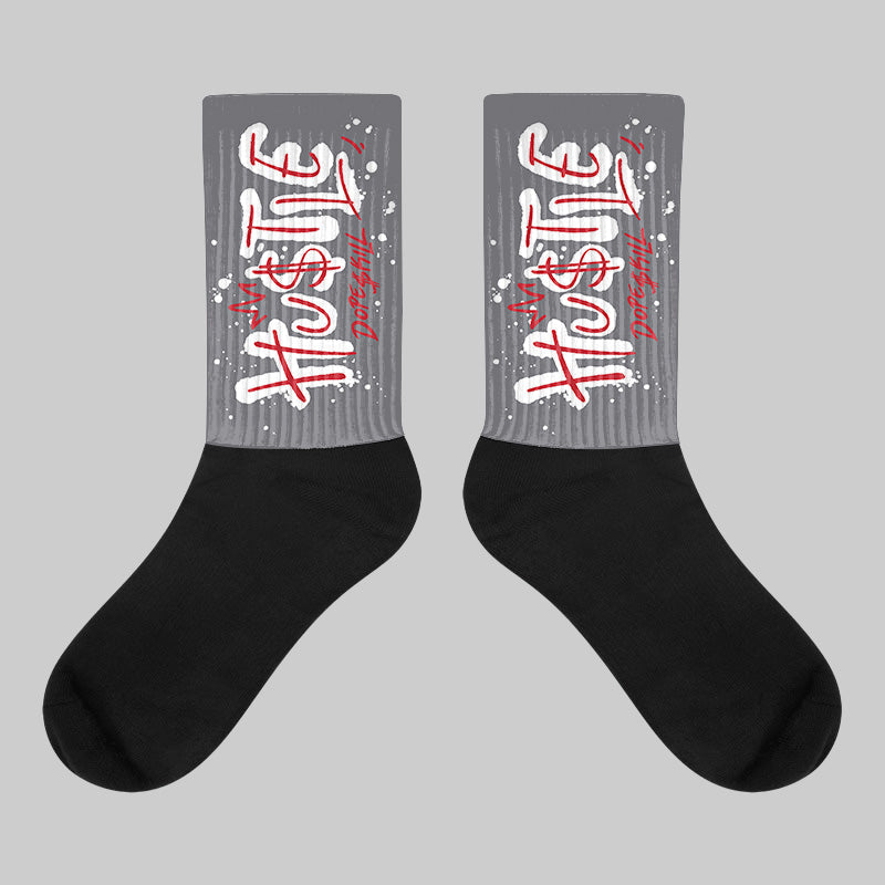 Cement Grey 3s superstreetwear Sublimated Socks Hustle Graphic