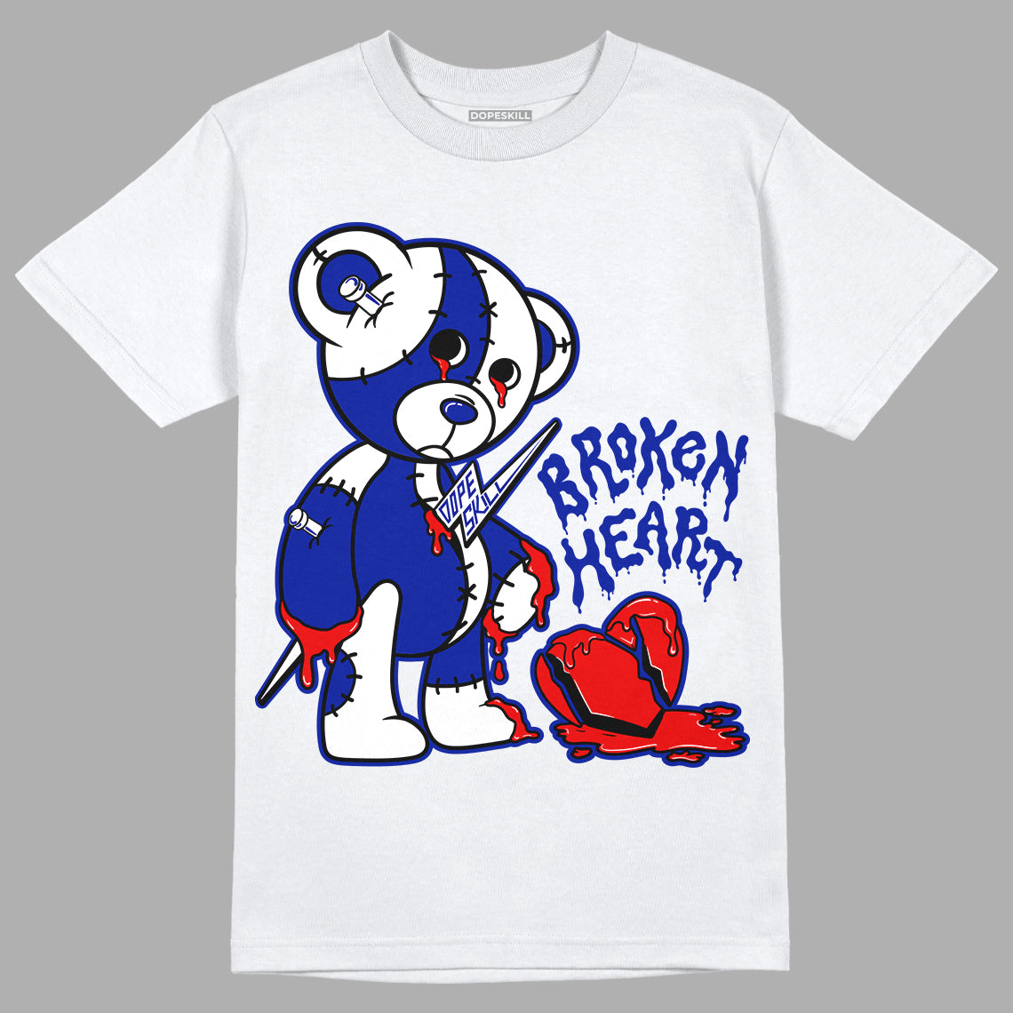 Racer Blue White Dunk Low superstreetwear T-Shirt Broken Heart Graphic