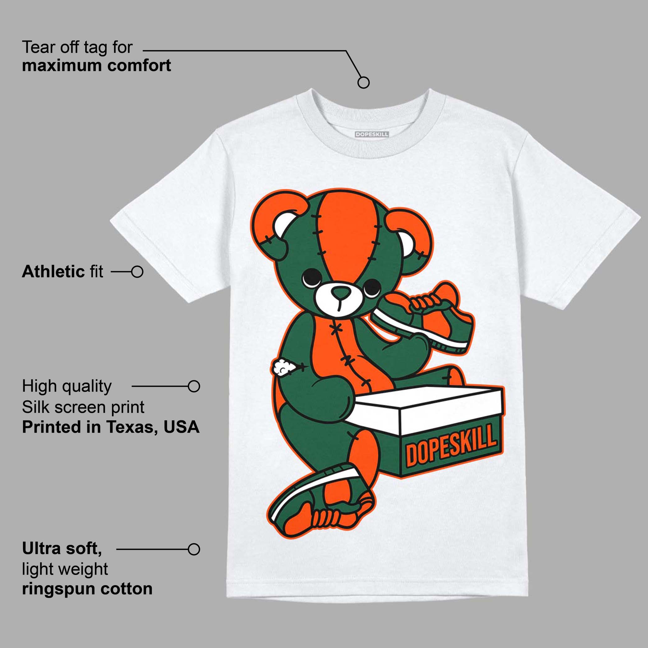 Dunk Low Team Dark Green Orange superstreetwear T-Shirt Sneakerhead BEAR Graphic