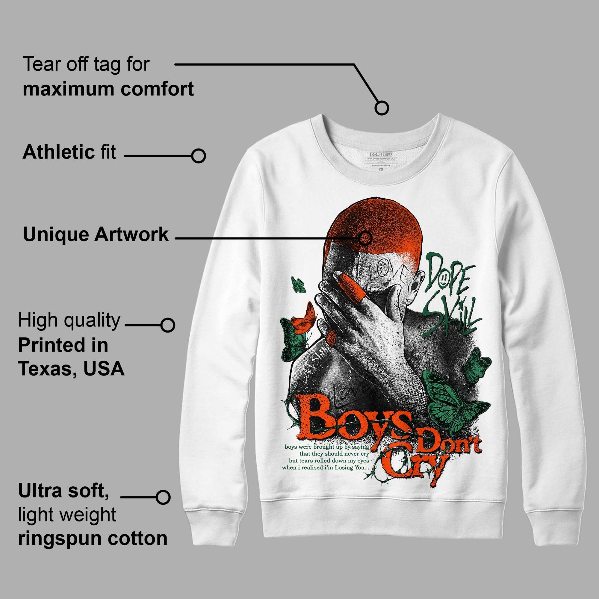 Dunk Low Team Dark Green Orange superstreetwear Sweatshirt Boys Don't Cry Graphic