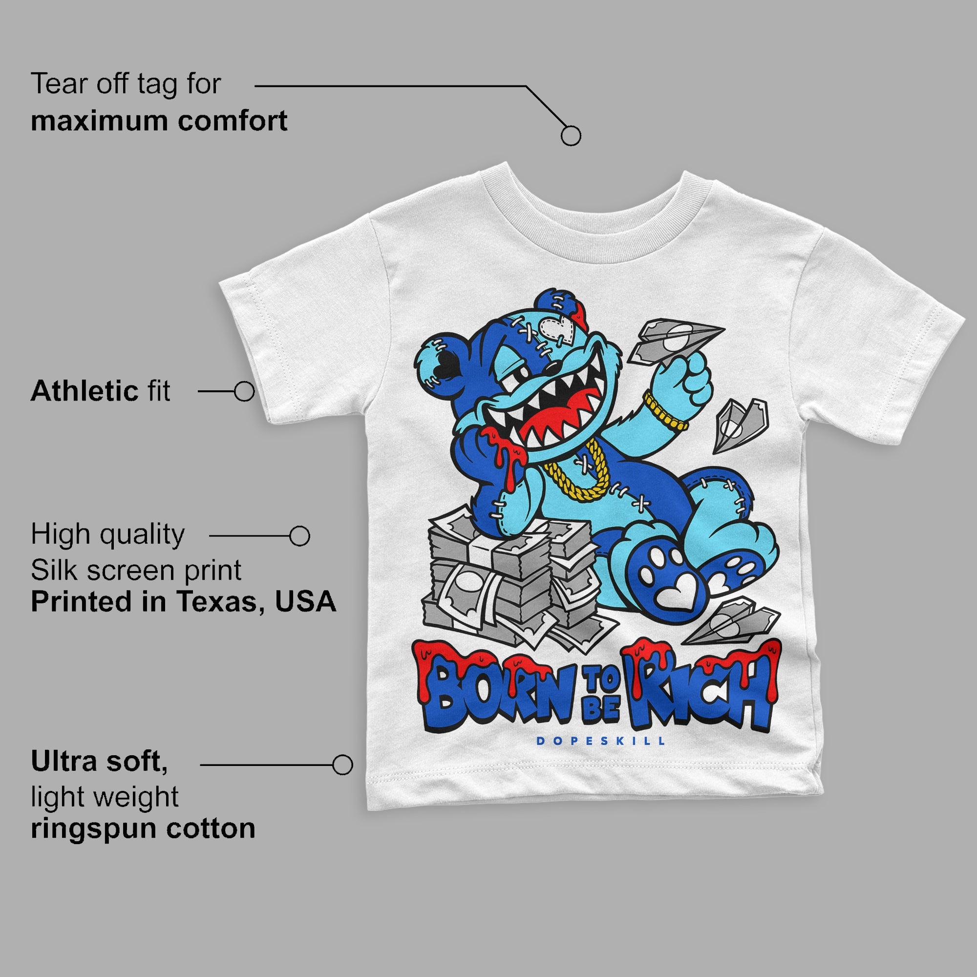 SB Dunk Argon superstreetwear Toddler Kids T-shirt Born To Be Rich Graphic